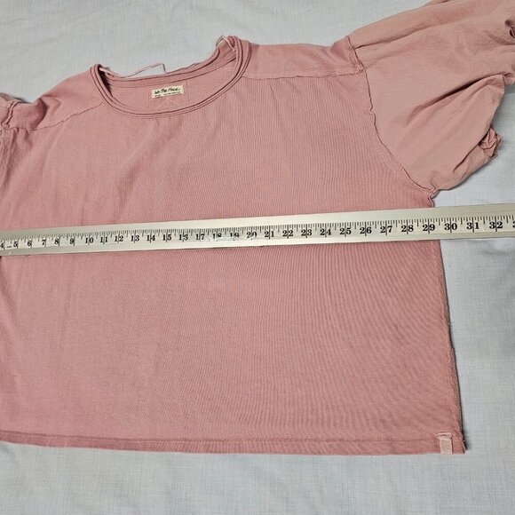 We The Free Relaxed Boxy Top Blouse Women Size M Rose Pink Balloon Sleeve - Picture 8 of 13